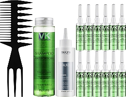 Парфумерія, косметика Набір проти лупи - Maxima Set (peel/150ml + sham/100ml + ampoul/12x10ml + comb)