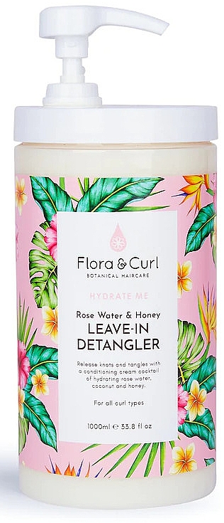 Незмивний кондиціонер для розчісування з трояндовою водою та медом - Flora & Curl Hydrate Me Rose Water & Honey Leave-in Detangler — фото N2