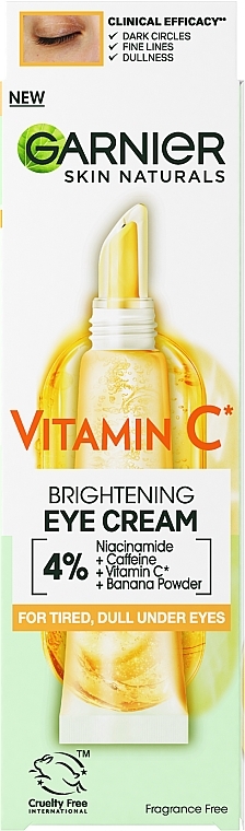 Крем з вітаміном С для тьмяної шкіри навколо очей, з ефектом зменшення видимості темних кіл і надання сяяння - Garnier Vitamin C Eye Cream