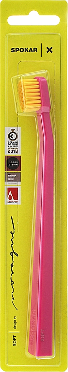 Зубна щітка "X", м'яка, рожево-жовта - Spokar X