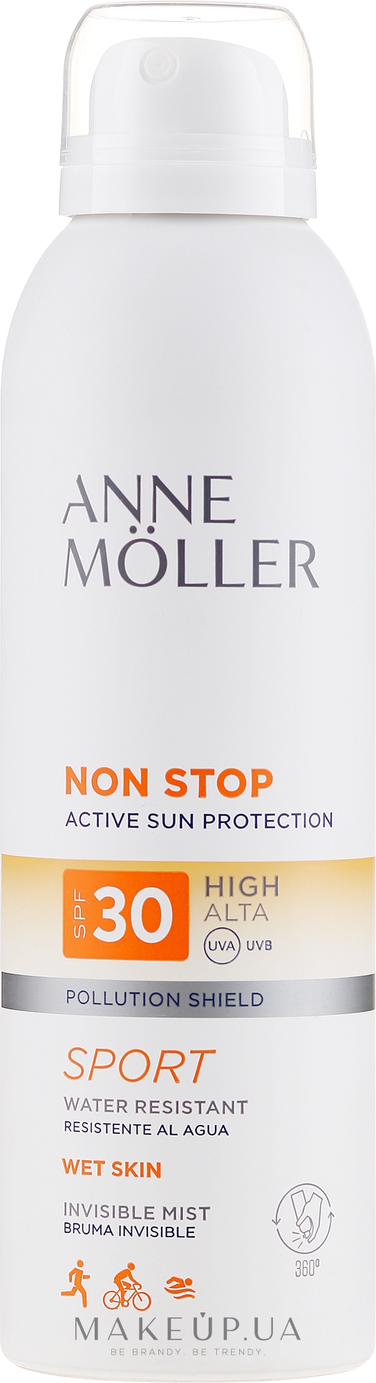 Солнцезащитный спрей для тела - Anne Moller Non Stop Active Sun Invisible Mist SPF30  — фото 200ml