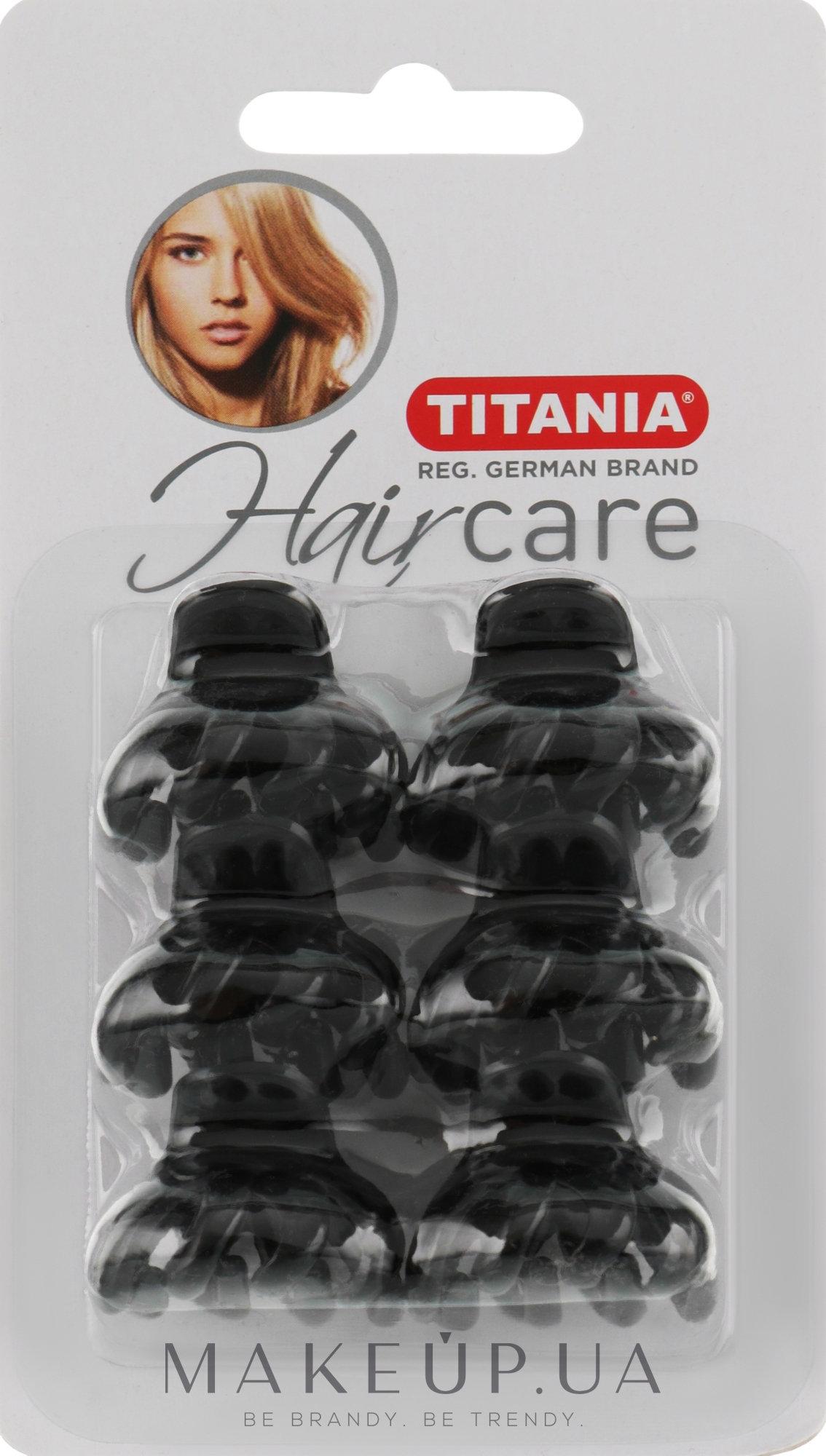 Зажим для волос пластмассовый, маленький, 6 шт., 3 см, черные - Titania — фото 6шт