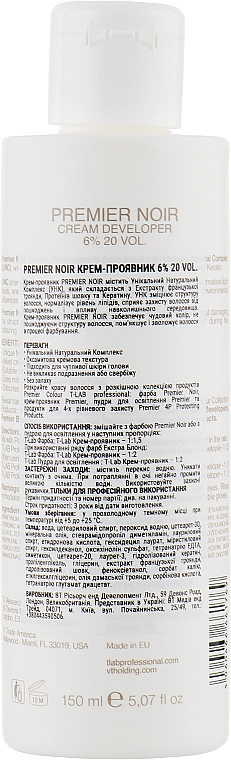 Крем-проявник 6% - T-LAB Professional Premier Noir Cream Developer 20 vol. 6% — фото N2