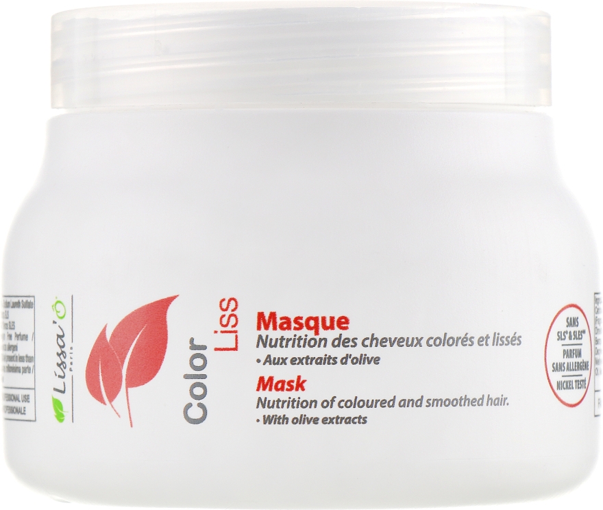 Живильна маска для фарбованого прямого волосся - Lissa`O Paris Color Liss Mask — фото N1
