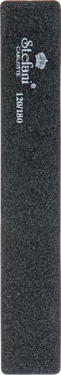 Пилочка для нігтів прямокутна, чорна 120/180 - Stefani Carlotte — фото N1