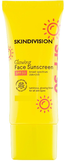 Сяйний сонцезахисний крем для обличчя - SkinDivision Glowing Face Sunscreen SPF30 (пробник) — фото N1