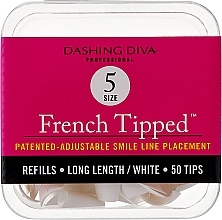 Тіпси довгі - Dashing Diva French Tipped Long White 50 Tips (Size - 5) — фото N1