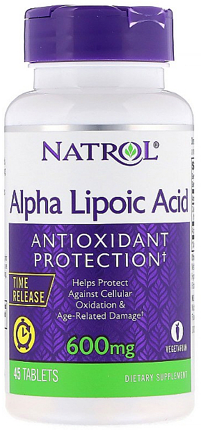 Альфа-ліпоєва кислота, повільне вивільнення, 600 мг - Natrol Alpha Lipoic Acid — фото N1
