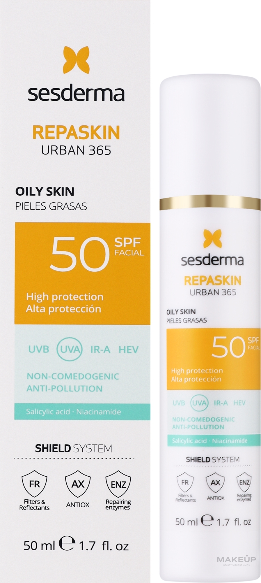 Солнцезащитный крем - SesDerma Laboratories Repaskin Urban 365 Cream Oily Skin SPF 50 — фото 50ml