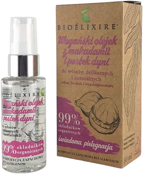 Олія для волосся з олією макадамії та гарбузового насіння - Bioelixire — фото N1