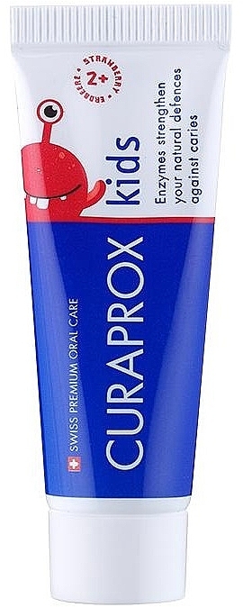 Зубная паста детская "Клубника" с фтором - Curaprox For Kids Toothpaste (мини) — фото N1