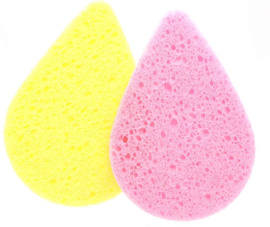 Спонж для умывания целлюлоза, "Капля" розовый + желтый - Cosmo Shop — фото N1