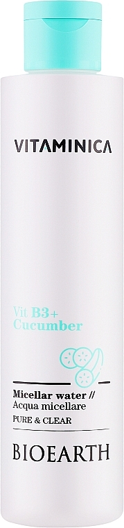 УЦЕНКА Мицеллярная вода для всех типов кожи - Bioearth Vitaminica Vit B3 + Cucumber Micellar Water * — фото N1