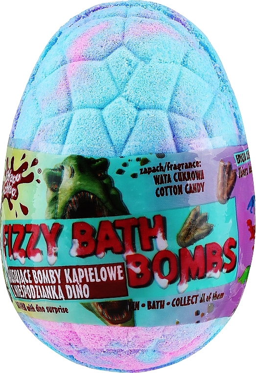 Бомбочка для ванны "Дино" с сюрпризом, розово-голубая с ароматом сахарной ваты - Chlapu Chlap Dino Cotton Candy Cream Fizzy Bath Bombs — фото N1