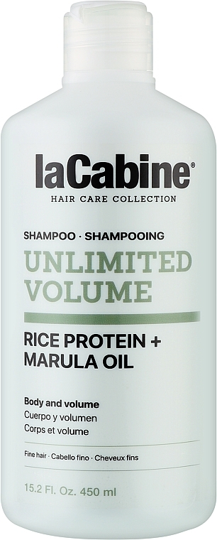 Шампунь для об'єму з рисовим протеїном та олією марули - La Cabine Unlimited Volume Shampoo Rice Protein + Marula Oil