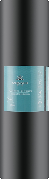 Простыни одноразовые, 0,6х200 м, рулон, черные - Monaco Style — фото N1