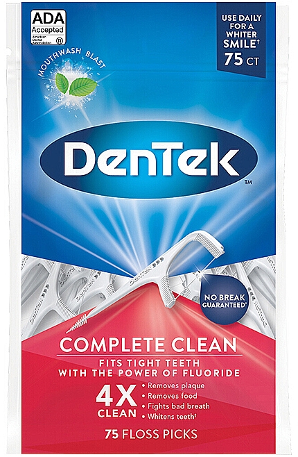 Флосс-зубочистки "Комплексное очищение" - DenTek Complete Clean Fits Tight Teeth — фото N1
