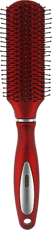 Масажна щітка для волосся, червона, 24 см - Titania Salon Professional