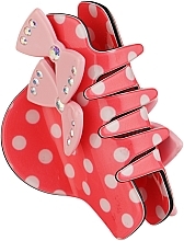 Парфумерія, косметика Заколка "Краб" для волосся, Pf-176, яскраво-рожева в горошок - Puffic Fashion