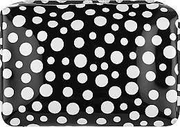 Косметичка, черная, глянцевая, в белый горошек, 25х10х15 см - Titania — фото N1