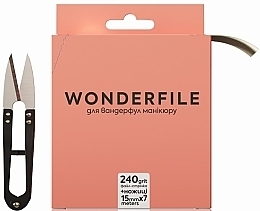 Парфумерія, косметика Файл-стрічка для пилки 130х15 мм, 240 грит, 7 метрів + ножиці - Wonderfile