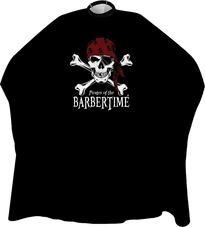 Парикмахерская накидка, 120x150 см, пиратская эмблема, черная - Barbertime Crystal Barber Cape — фото N1