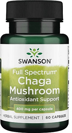 Харчова добавка "Чага повного спектру", 400 мг - Swanson Full Spectrum Chaga Mushroom — фото N1