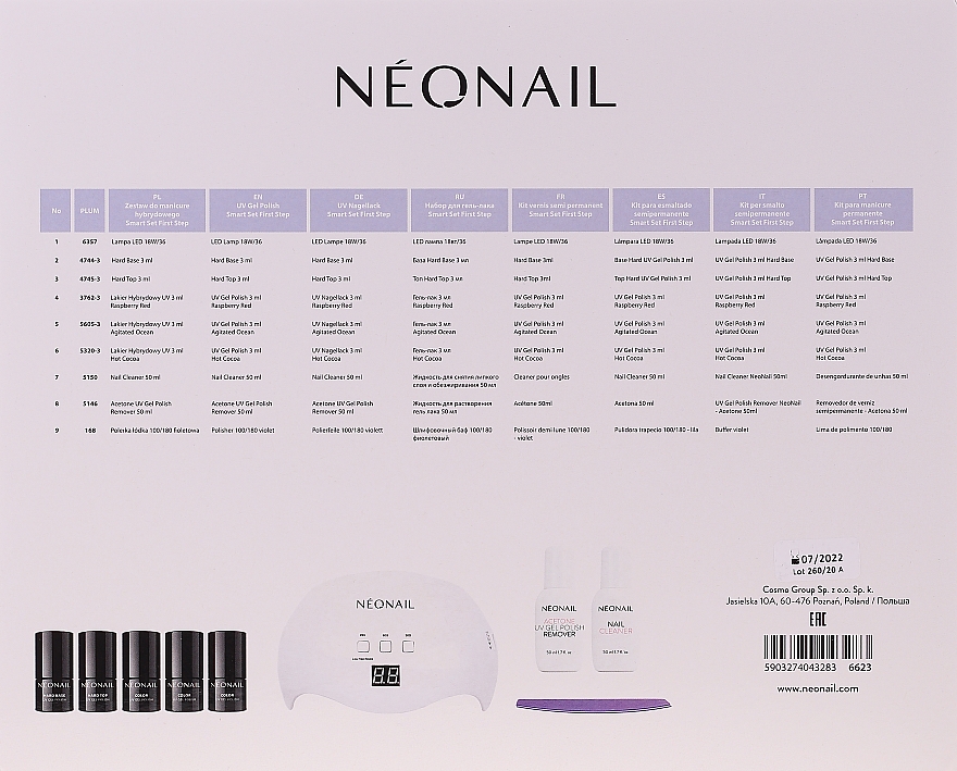 Набір - NeoNail Professional First Step Smart Set (led/lamp + base/3ml + top/3ml + nail/polish/3x3ml + remover/50ml + nail/file + nail/cleaner/50ml) — фото N2