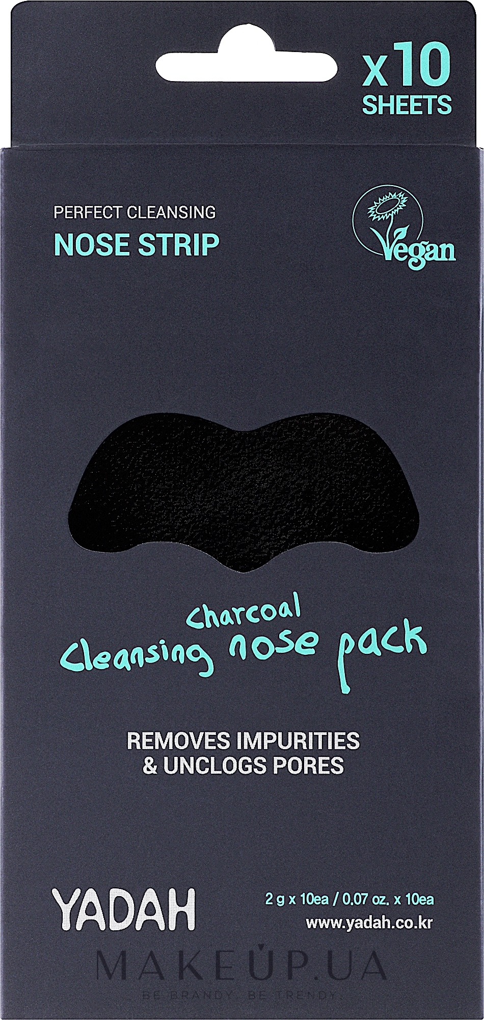 Очищающие патчи для носа - Yadah Charcoal Cleansing Nose Pack — фото 10шт