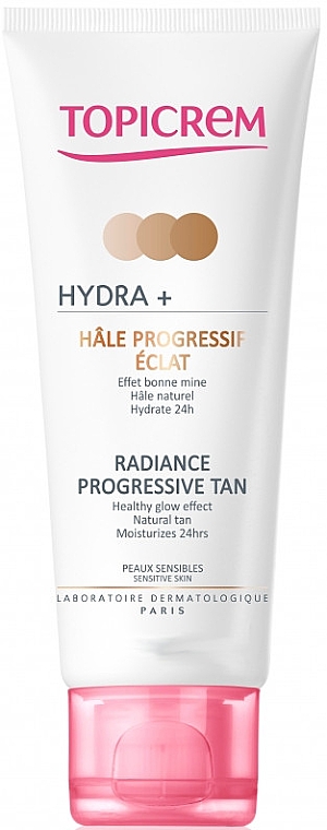 Крем-автозагар для лица и шеи - Topicrem Hydra+ Radiance Progressive Tan — фото N1