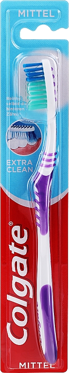 Зубная щетка средней жесткости "Extra Clean", фиолетовая - Colgate Extra Clean Medium — фото N3