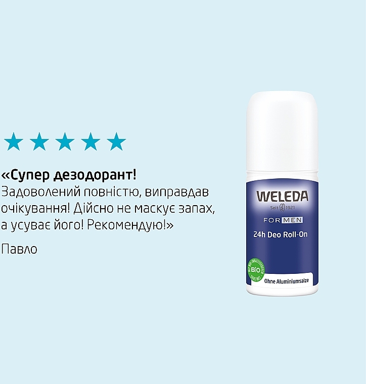 Дезодорант для чоловіків "24 години" - Weleda 24h Deodorant Roll-On For Men — фото N4