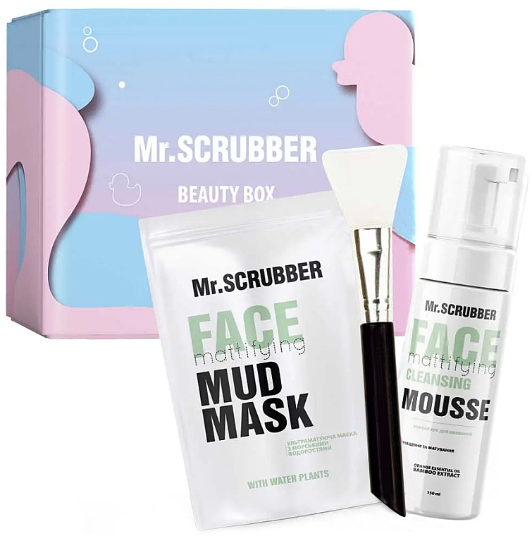 Набор - Mr.Scrubber Mattifying Daily Care (f/mask/100g + f/mousse/150ml + brush/1/pcs)