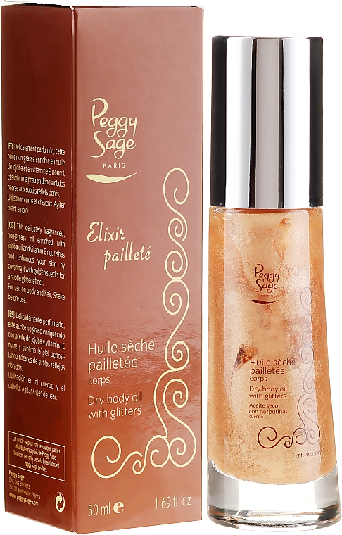 Олія з блискітками для тіла - Peggy Sage Body Oil With Glitter — фото N1