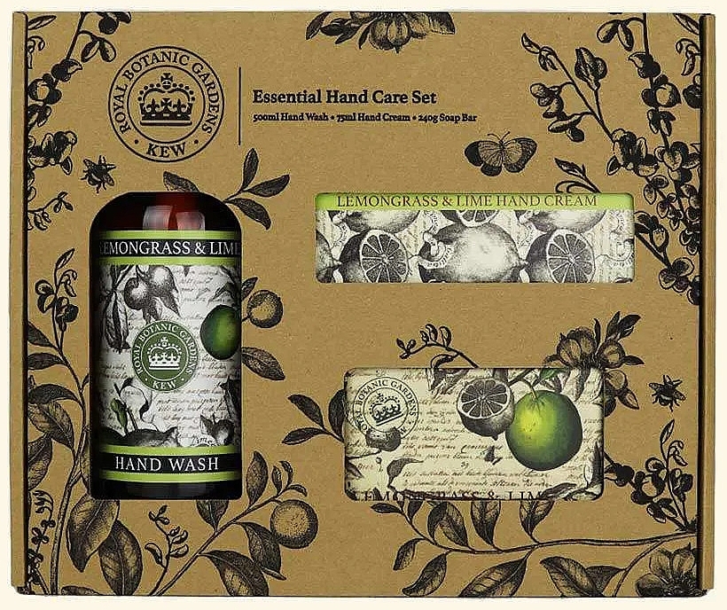 Набор - The English Soap Company Lemongrass & Lime Essential Hand Care Set (soap/240g + h/cr/75ml + h/wash/500ml) — фото N1