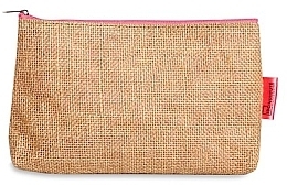 Косметичка лляна, рожева блискавка - IDC Institute Linen Cosmetic Bag — фото N1