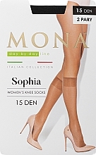 Гольфи жіночі "Sophia" 15 den, 2 пари, grafit - Mona — фото N1