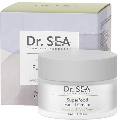 Крем "Суперфуд" для обличчя з авокадо та алое вера - Dr. Sea Superfoot Facial Cream — фото N1