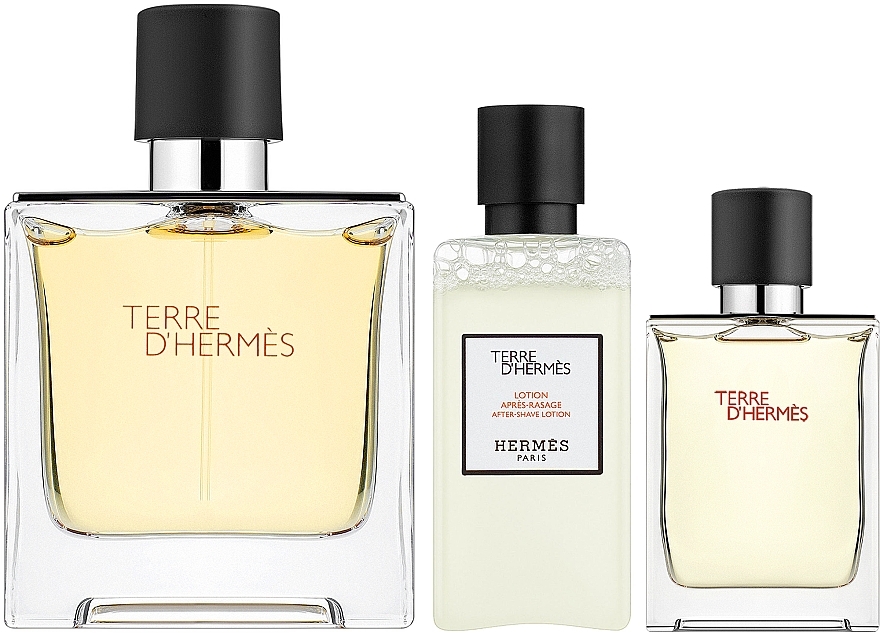 Hermes Terre d'Hermes Parfum - Набор (edp/75ml + edp/12.5ml + ash/lot/40ml) — фото N2