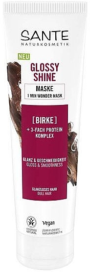 БІО-Маска для блиску волосся з протеїновим комплексом та березовим листям - Sante Glossy Shine Mask — фото N1
