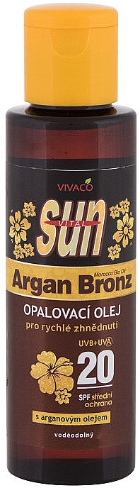 Олія для засмаги - Vivaco Sun Vital Argan Bronz Suntan Oil SPF20 — фото N1