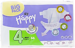 Детские подгузники "Happy" Maxi 4 (8-18 кг, 66 шт) - Bella Baby — фото N2
