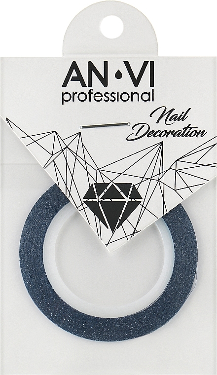 Голографічна смужка для нігтів, 1 мм, синя з блискітками - AN-VI Professional — фото N1