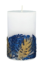 Духи, Парфюмерия, косметика Декоративная свеча, синяя, 8х13 см - Artman Monstera