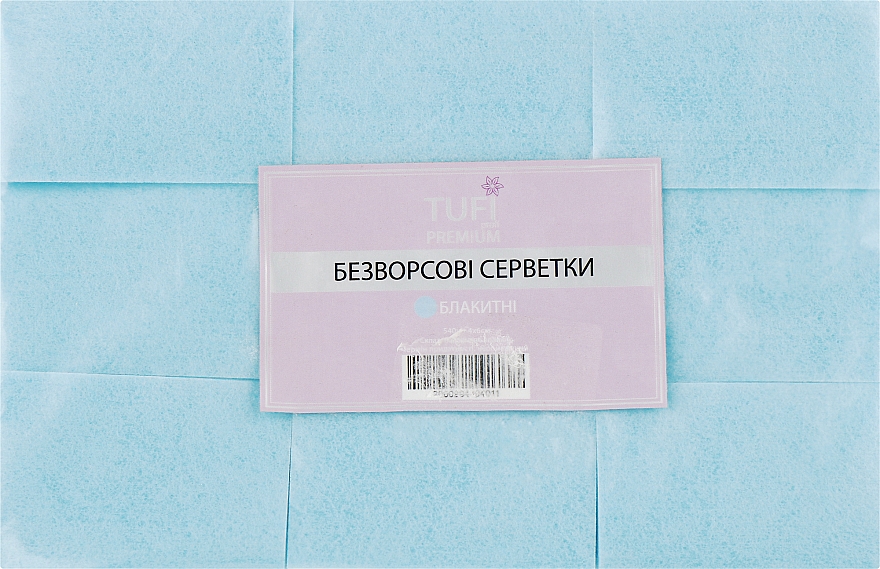 Безворсовые салфетки 4х6см, 540 шт, голубые - Tufi Profi Premium