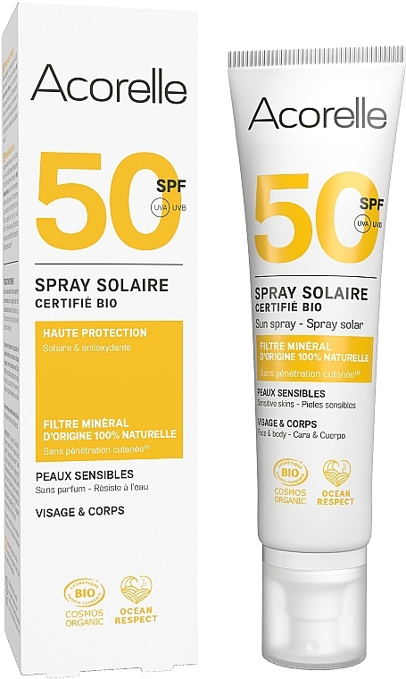 Сонцезахисний спрей без запаху SPF 50 - Acorelle Unscented Sunscreen Spray Spf 50 — фото N1