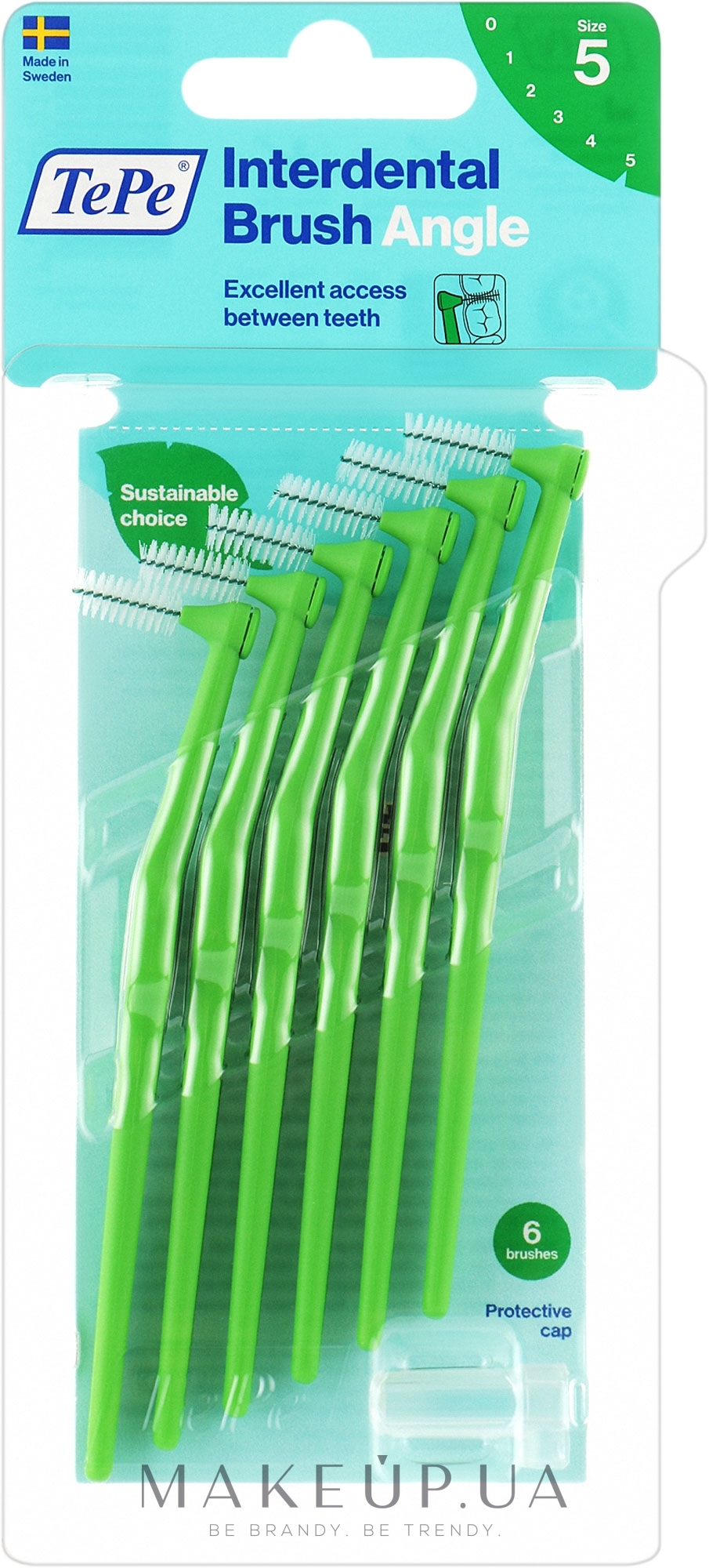 Міжзубний йоржик - TePe Interdental Brushes Angle Green 0.8mm — фото 6шт