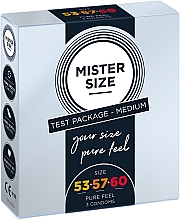Презервативи латексні, розмір 53-57-60, 3 шт. - Mister Size Test Package Medium Pure Fell Condoms — фото N1