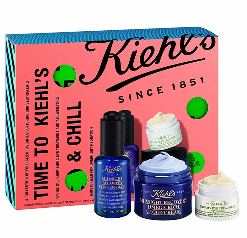 Набор - Kiehl's Time To Kiehl’s & Chill Set (f/conc/30ml + f/cr/50ml + eye/cr/14ml) — фото N1