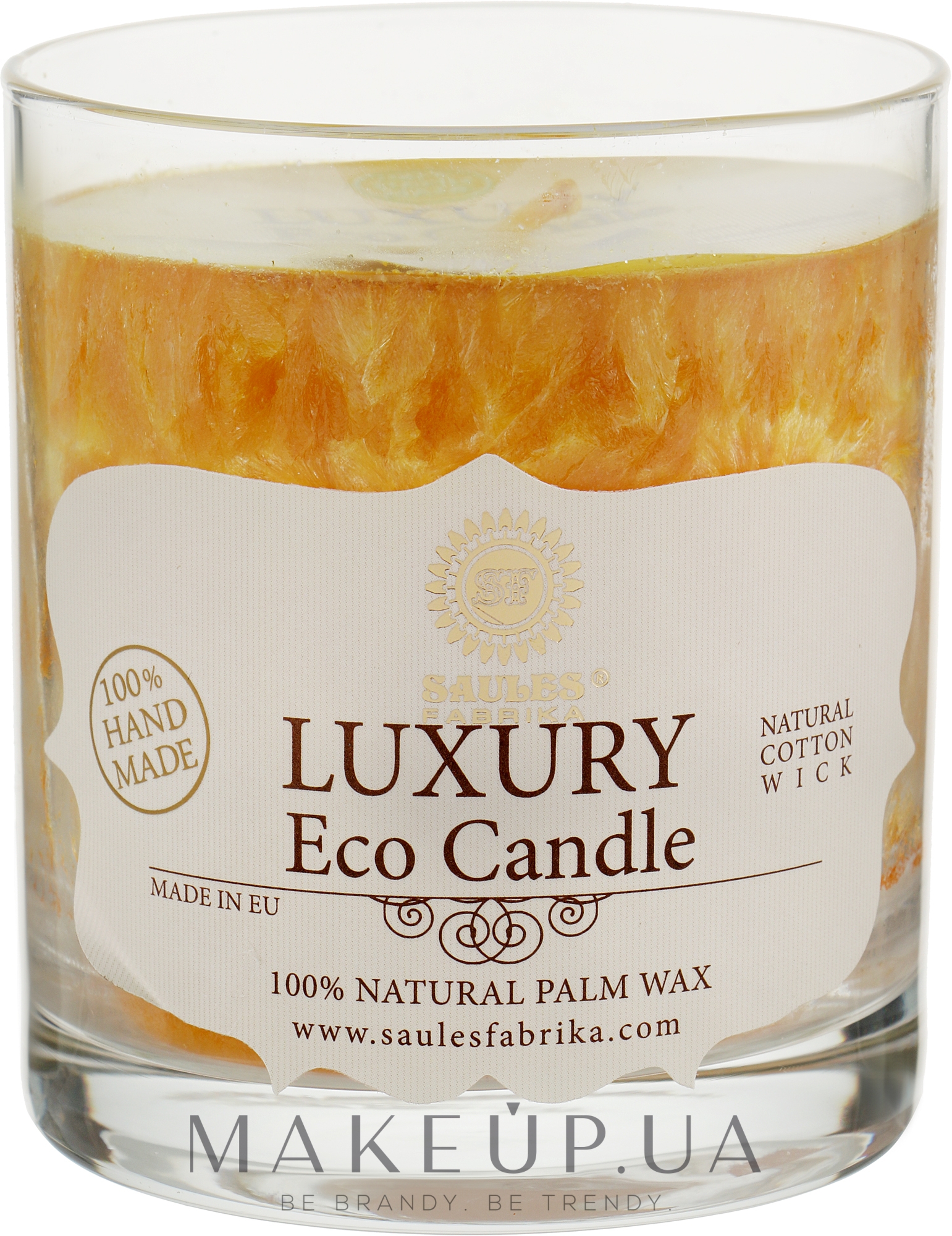 Свеча из пальмового воска в стакане "Золото" - Saules Fabrika Luxury Eco Candle — фото 220ml